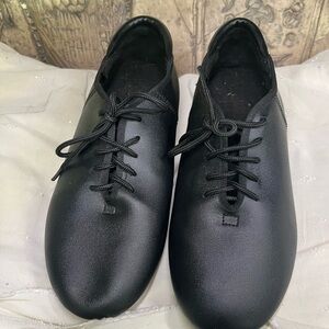 Sz8.5 Womens THEATRICALS Matte Black Lace Up Tap Shoes; Ladies Juinors Dance